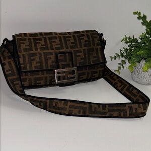 Black and Brown Monogram Shoulder Bag